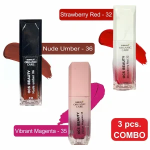 Liquid Lipstick Combo Nude Umber - 36 + STRAWBERRY RED - 32 + VIBRANT MAGENTA - 35