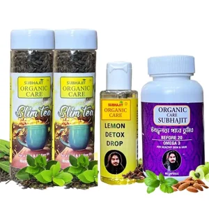 Slim Green Tea 70gm 2pcs + Lemon Detox Drop 30ml + Omega 3 (60 Capsule)
